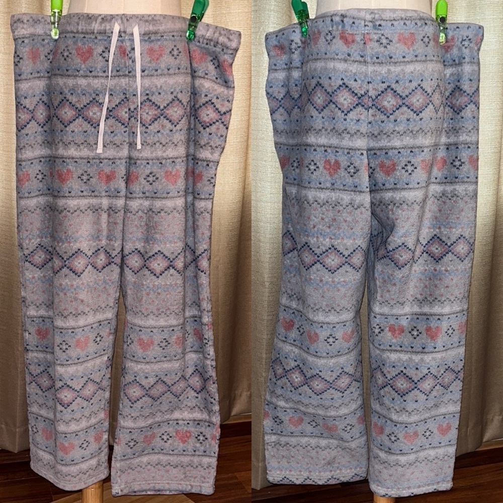 Secret Treasures Women’s 3X 22W-24W Fleece Pajama Lounge Pant Gray Pink Blue